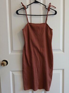 Wild Fable Mauve Rose Ribbed Tie-Strap Dress Medium